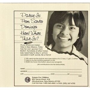 Futures for Children Patsy-Member American Indian Tribe New Mexico Print Ad 1986